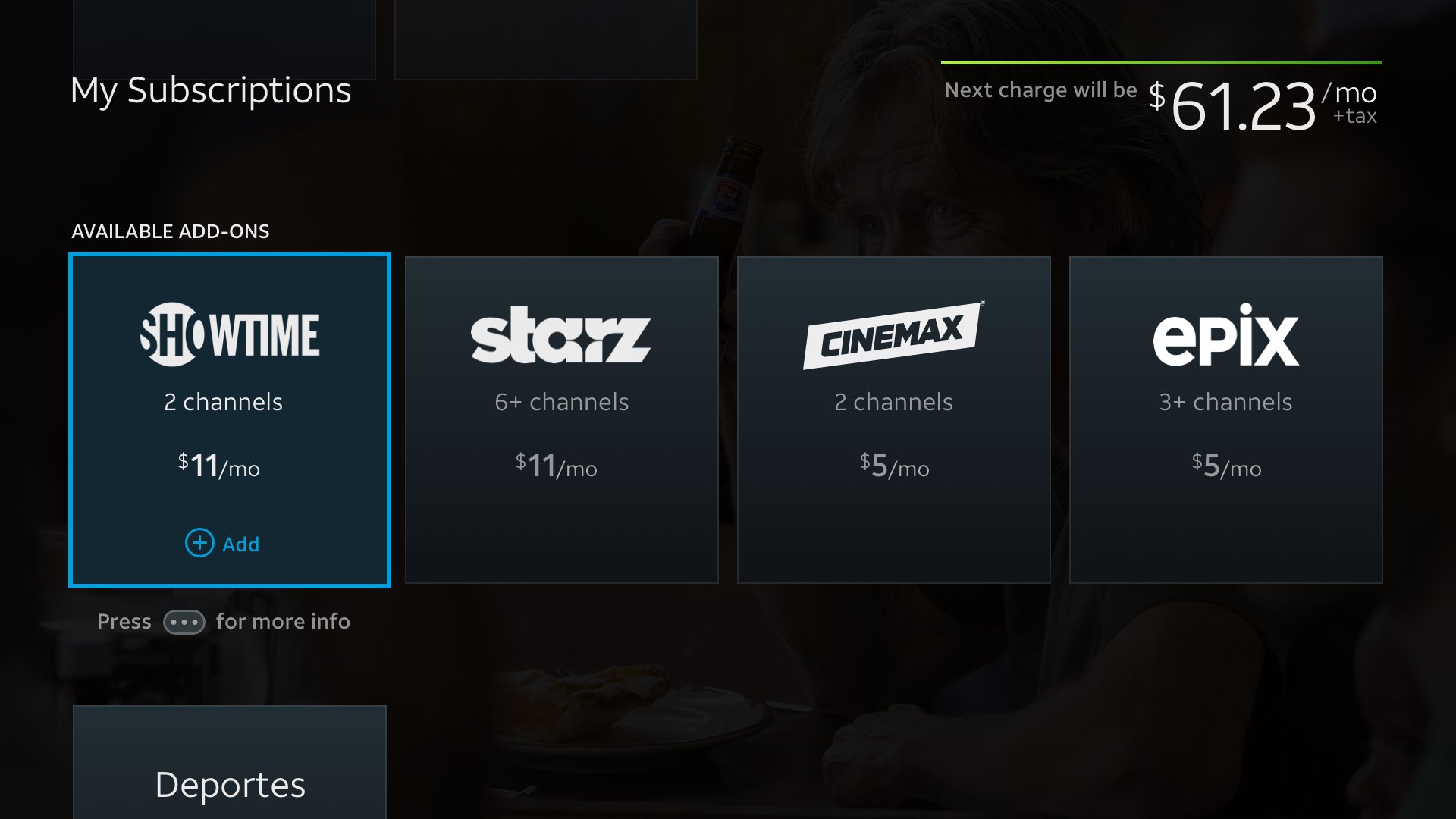 Available Add On Channels 