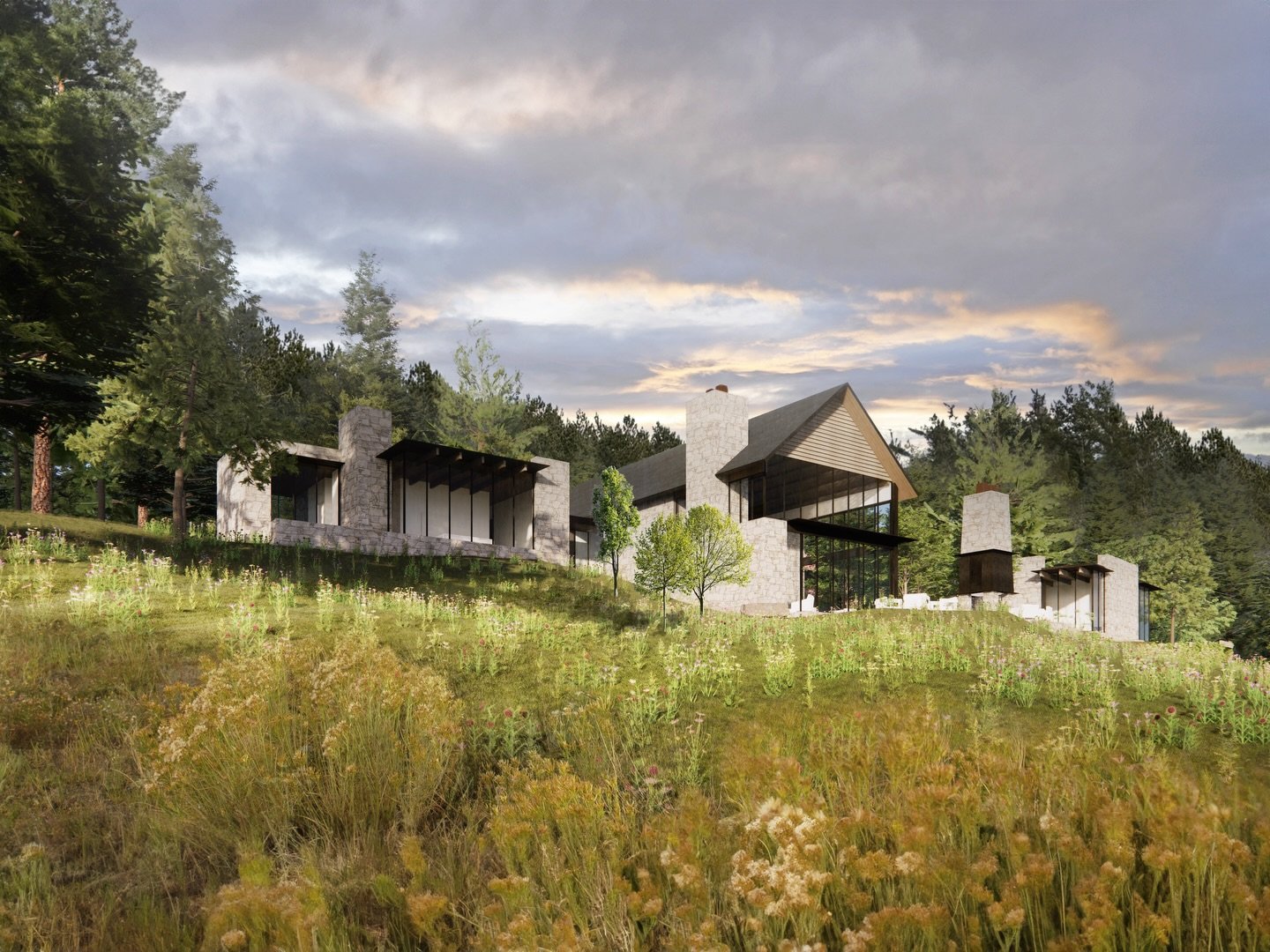Guardian of the vineyard, our Sleeping Bear design rests atop the fruitful banks of Lake Leelanau, keeping watch from the ecotone habitat at the forest&rsquo;s edge. &nbsp;Inspired by the agricultural heritage of the area, as well as the layering of 
