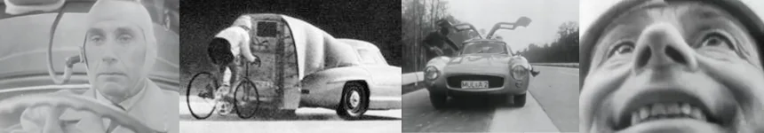 José Meiffret setting cycling records behind fast cars.