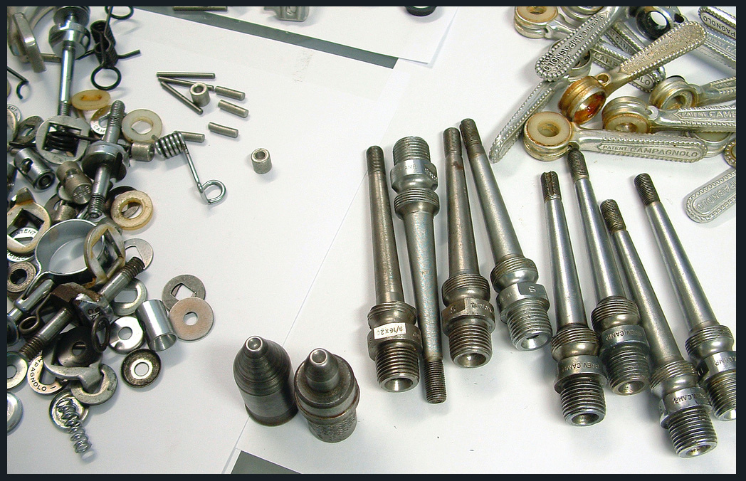 Two of the drifts used to assemble small Campagnolo parts into fully working units. Used at home on the kitchen table to assemble Nuovo Record and Super Record frankensteined rear derailluers. 
