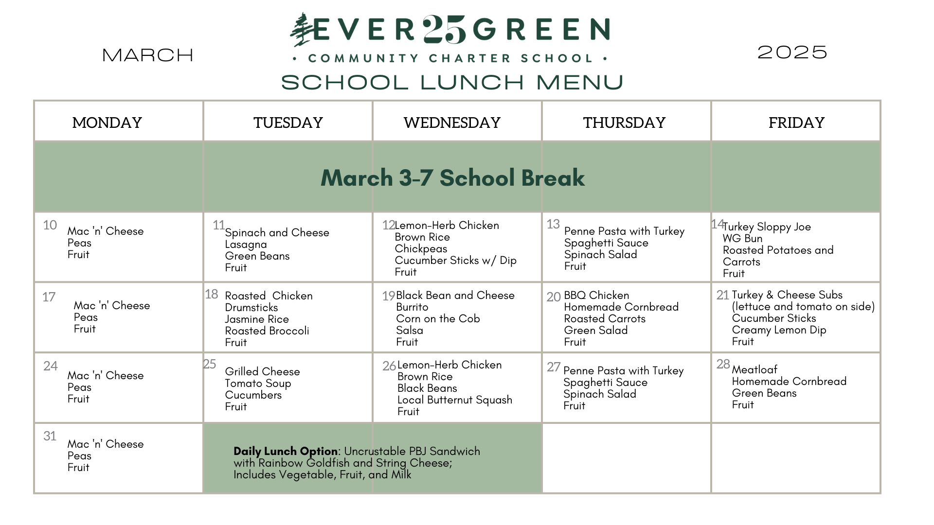Nutrition, Menus, and More — Evergreen Community Charter School