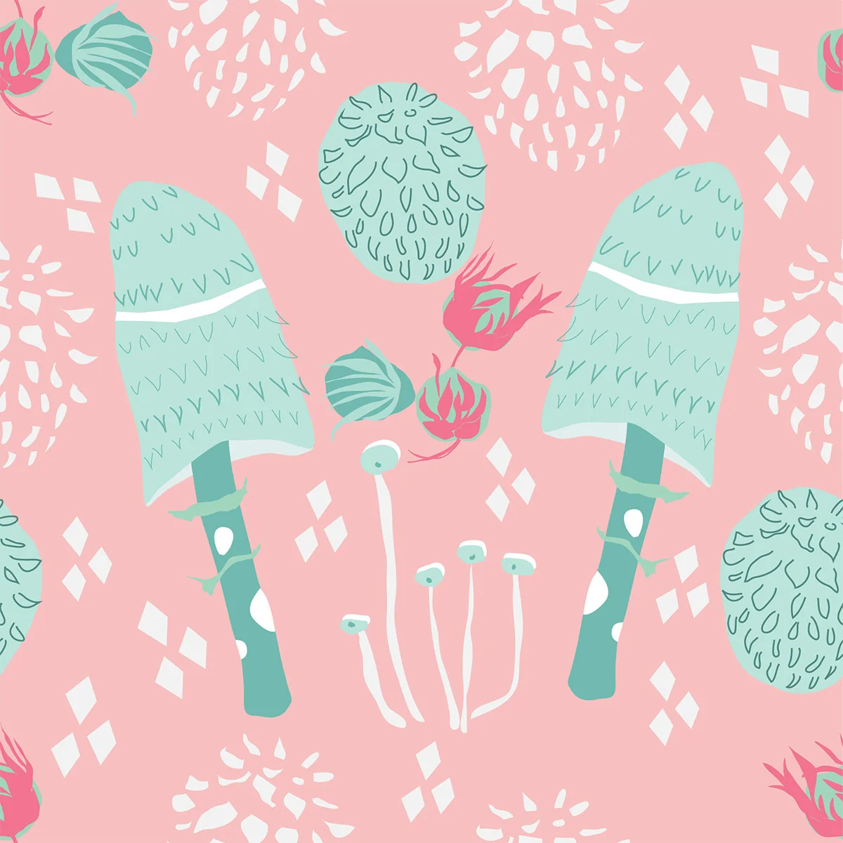 fantastical mushroom forest pattern collection