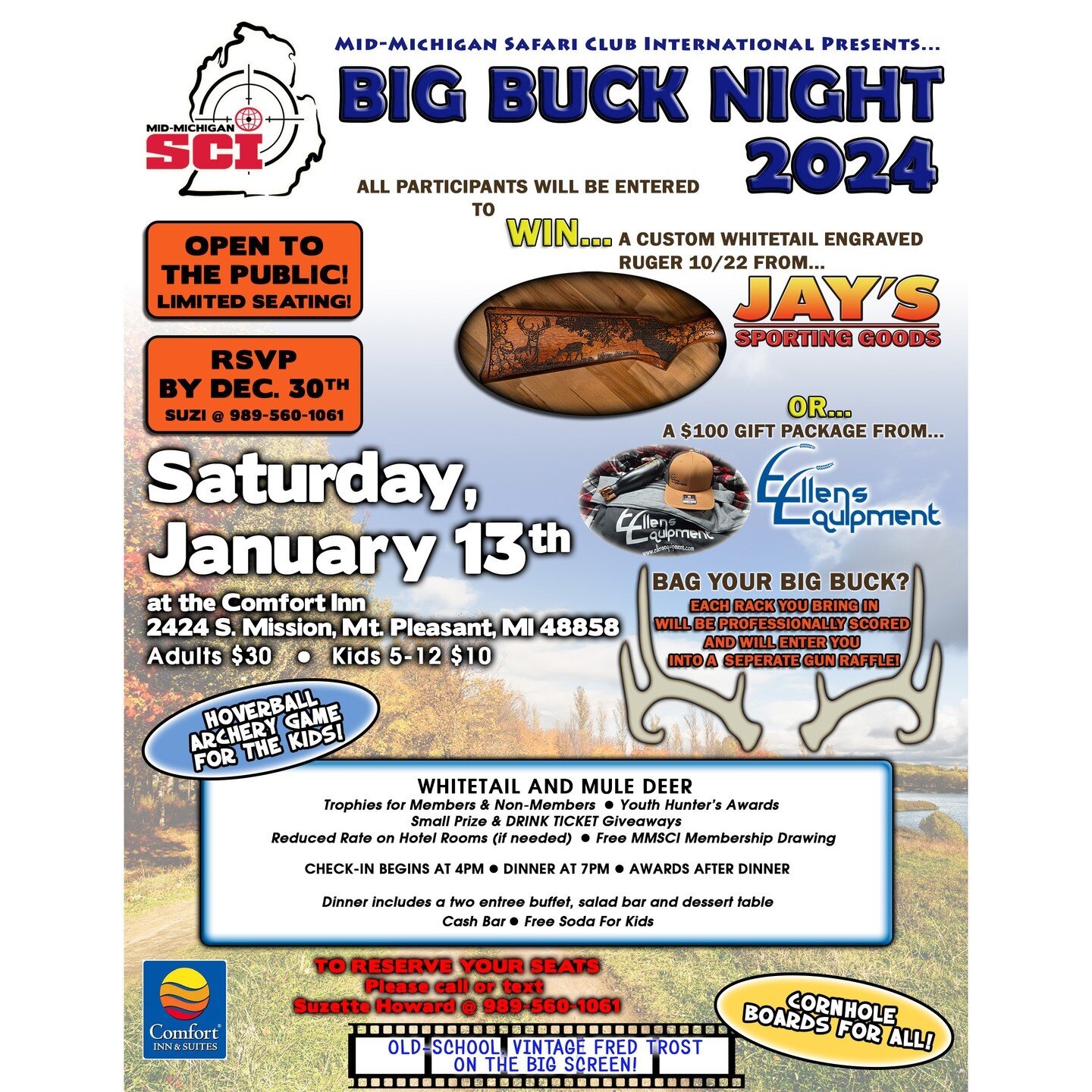 Last Chance to RSVP for Big Buck Night Saturday Jan. 13th!