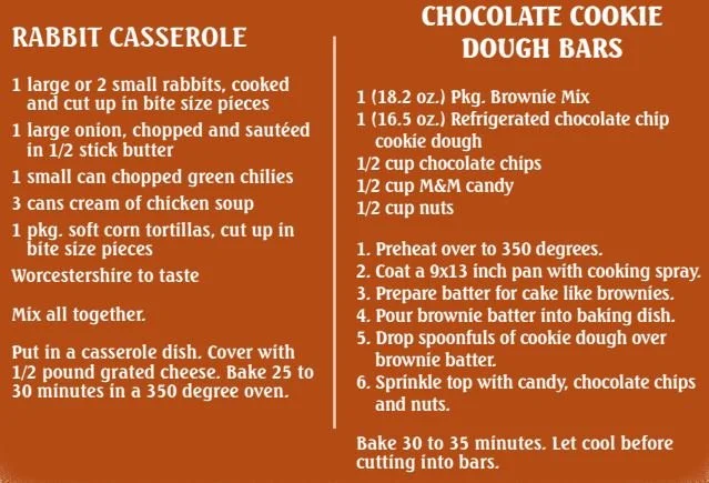 Rabbit Casserole and Chocolate Cookie Dough Bars.JPG