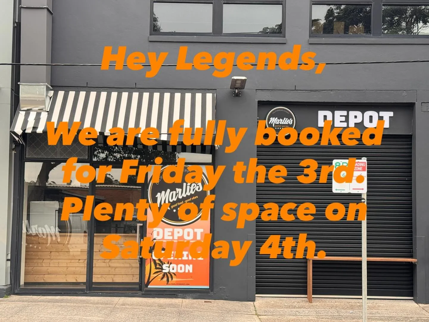 Hey Legends,

We are fully booked for Friday 3rd evening. Still plenty of room Saturday  4th. Pop over to our website and book your table if you&rsquo;re keen. 

#goodfood #goodvibes #californianfood #taco #salads #bowls #sandwiches #beer #margarita 