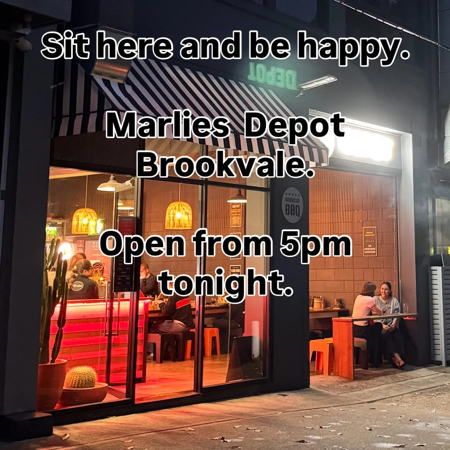 Come to Marlies Brookvale, sit down, be happy! Open from 5pm tonight. TAKE OUT AVAILABLE! 

#brookvale #brookietrail #dinner #eat #food #restaurant #californianfood #americanbbq #calieats #northernneaches #sydney #eatery #goodfood #goodvibes #drink #