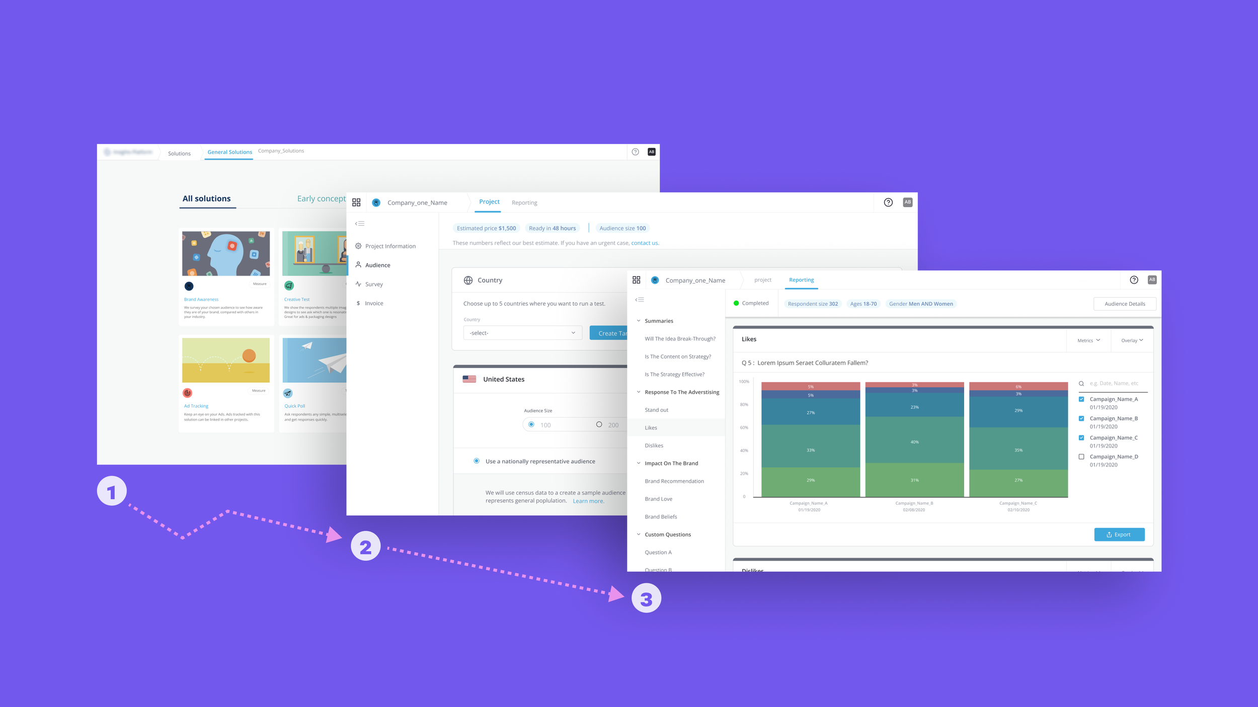 DIY market research platform interface