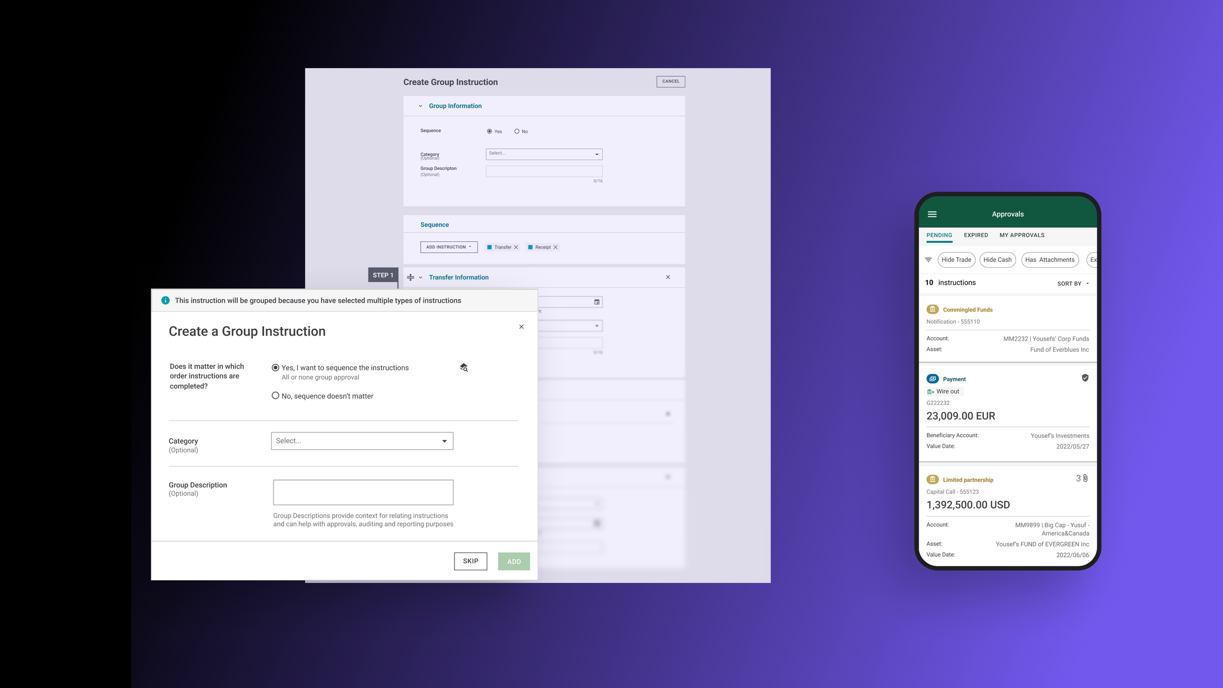 Money movement workflow interface