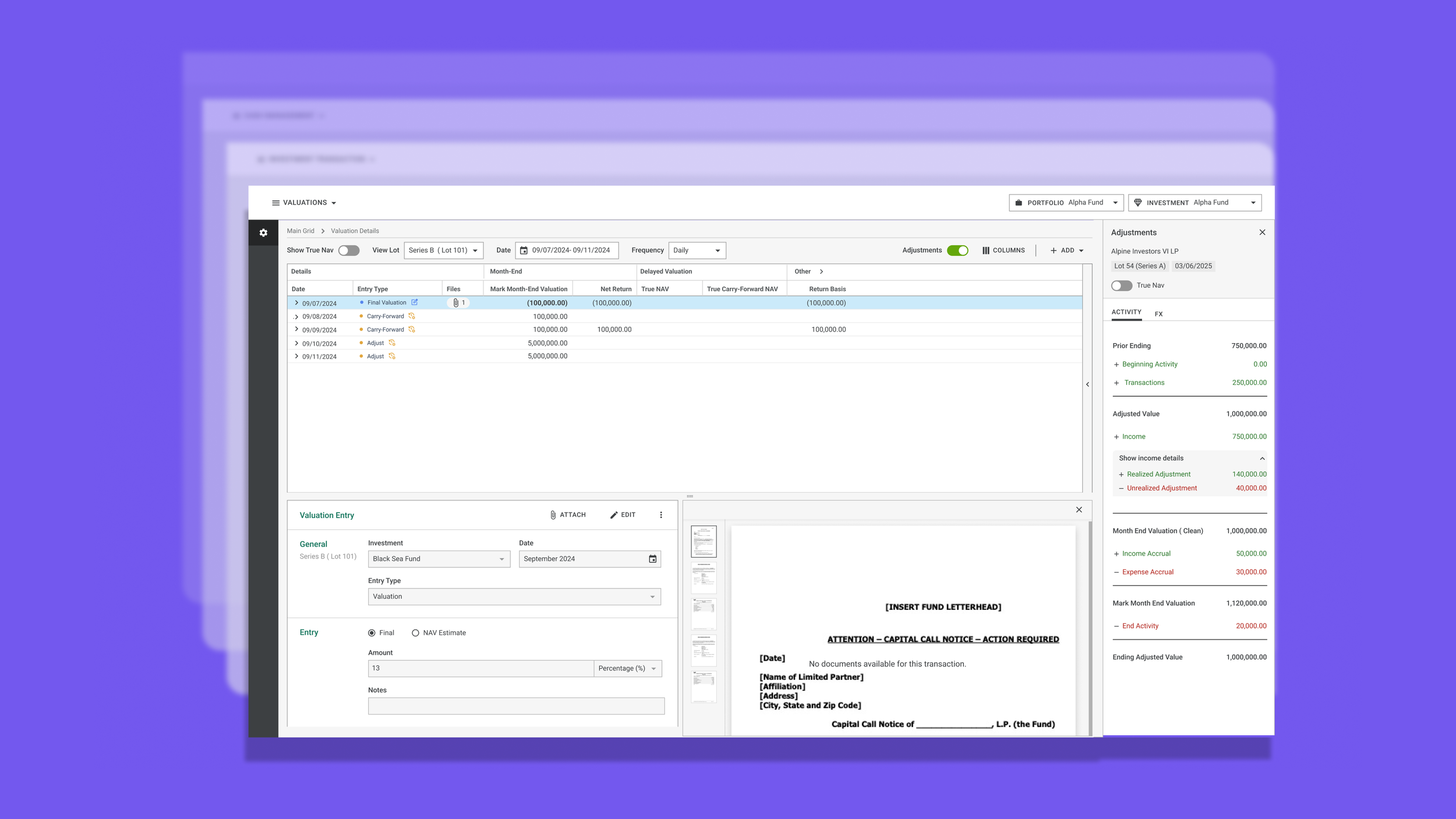 Institutional asset management workflow interface