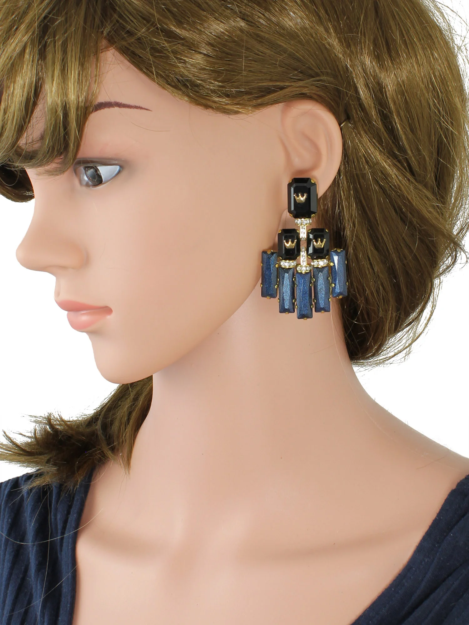 235E Black Triple Rectangle Deco Earrings.jpg