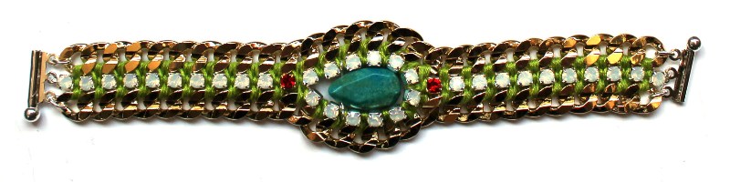 091 Turquoise & White Opal Lime Bracelet.jpg