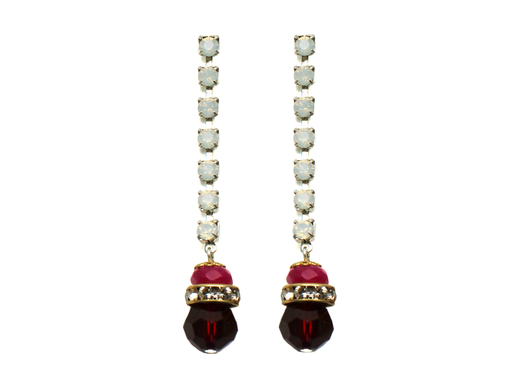 100PR Gemstone & Crystal Drop Earrings - PinkRed.jpg