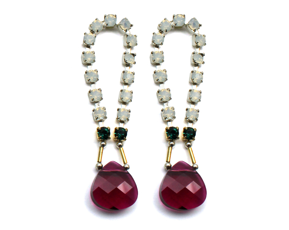 101R Gemstone & Crystal Loop Earrings - Ruby.jpg