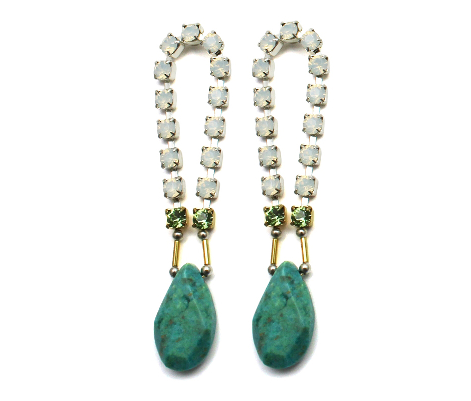 101T Gemstone & Crystal Loop Earrings - Turquoise.jpg