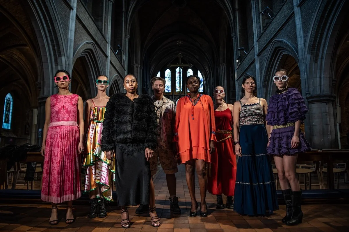 Fashion Models against a Church background