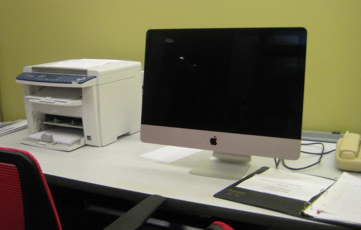 One of the computers in the Resident Computer Room