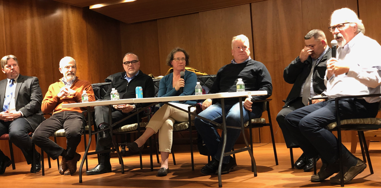 From left to right: Sleepy Hollow Village Administrator Anthony Giaccio, Deputy Mayor Glenn Rosenblum, Board members Sam Gonzalez, Rachelle Gebler, and John Leavy, Chief of Police Anthony Bueti, and Mayor Ken Wray.