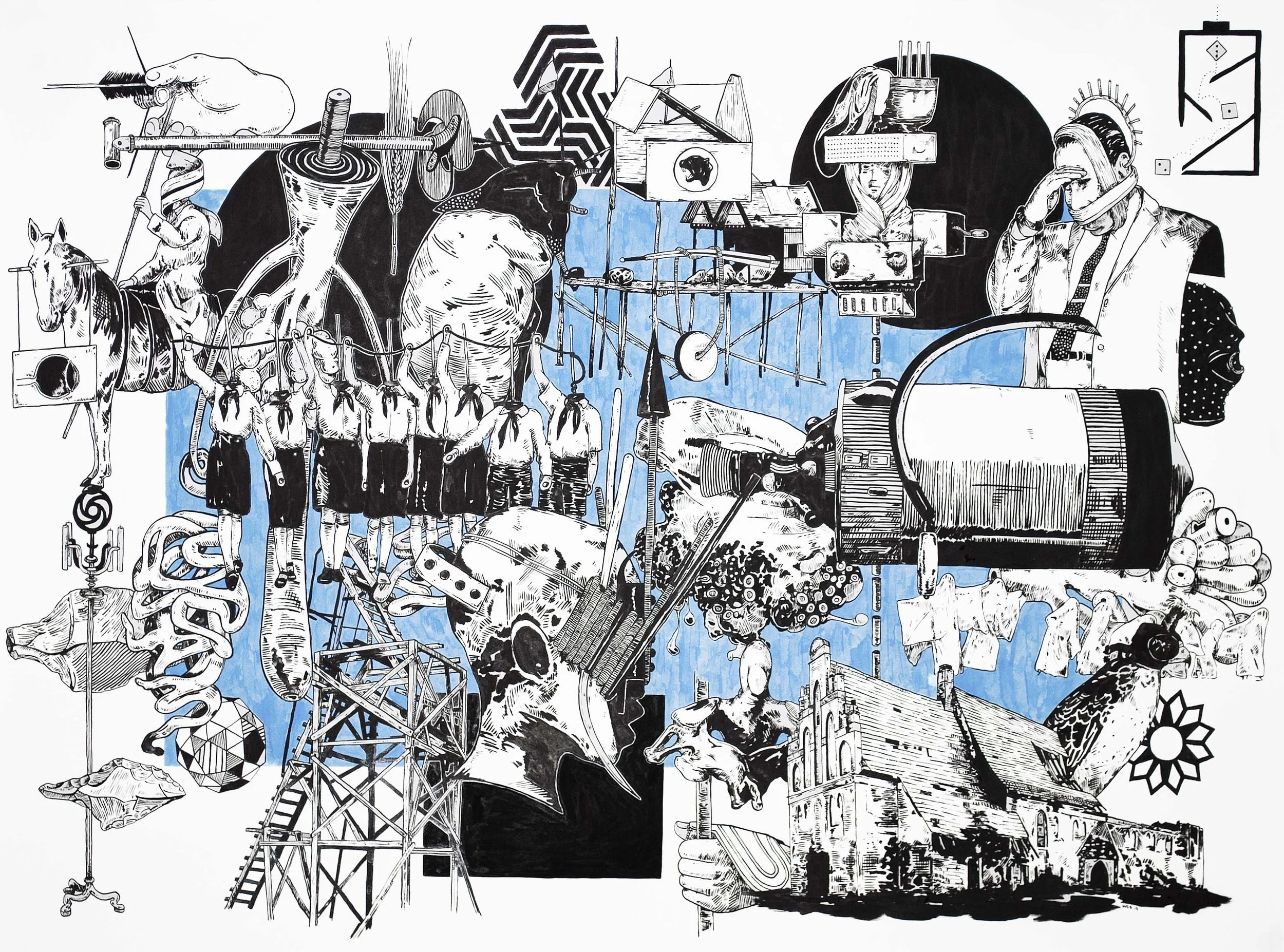 Lust, Crime & Holiness #21 , 2013 India ink on paper 32 x 44 inches
