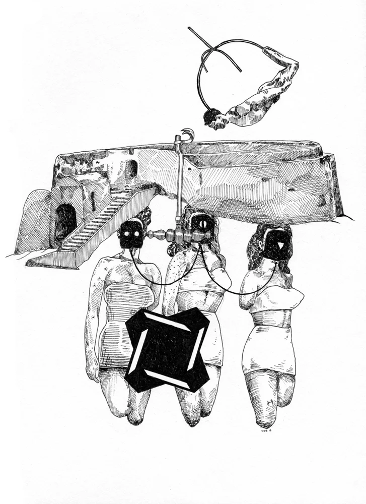 Lust, Crime & Holiness #10 , 2013 Ink on paper 8 x 10 inches
