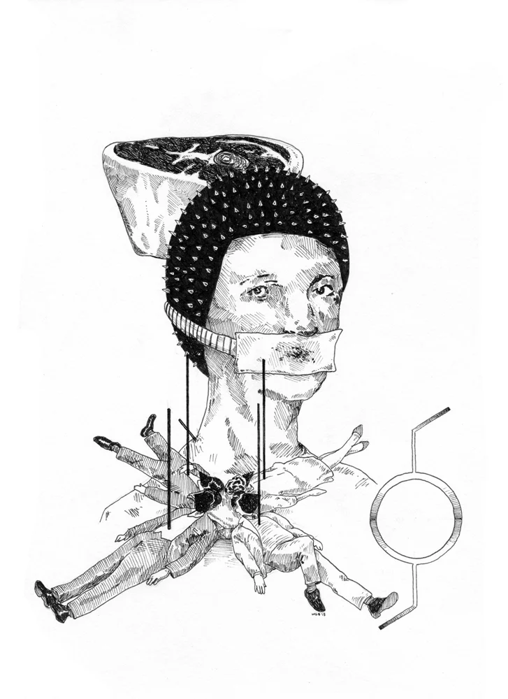 Lust, Crime & Holiness #15 , 2013 Ink on paper 8 x 10 inches