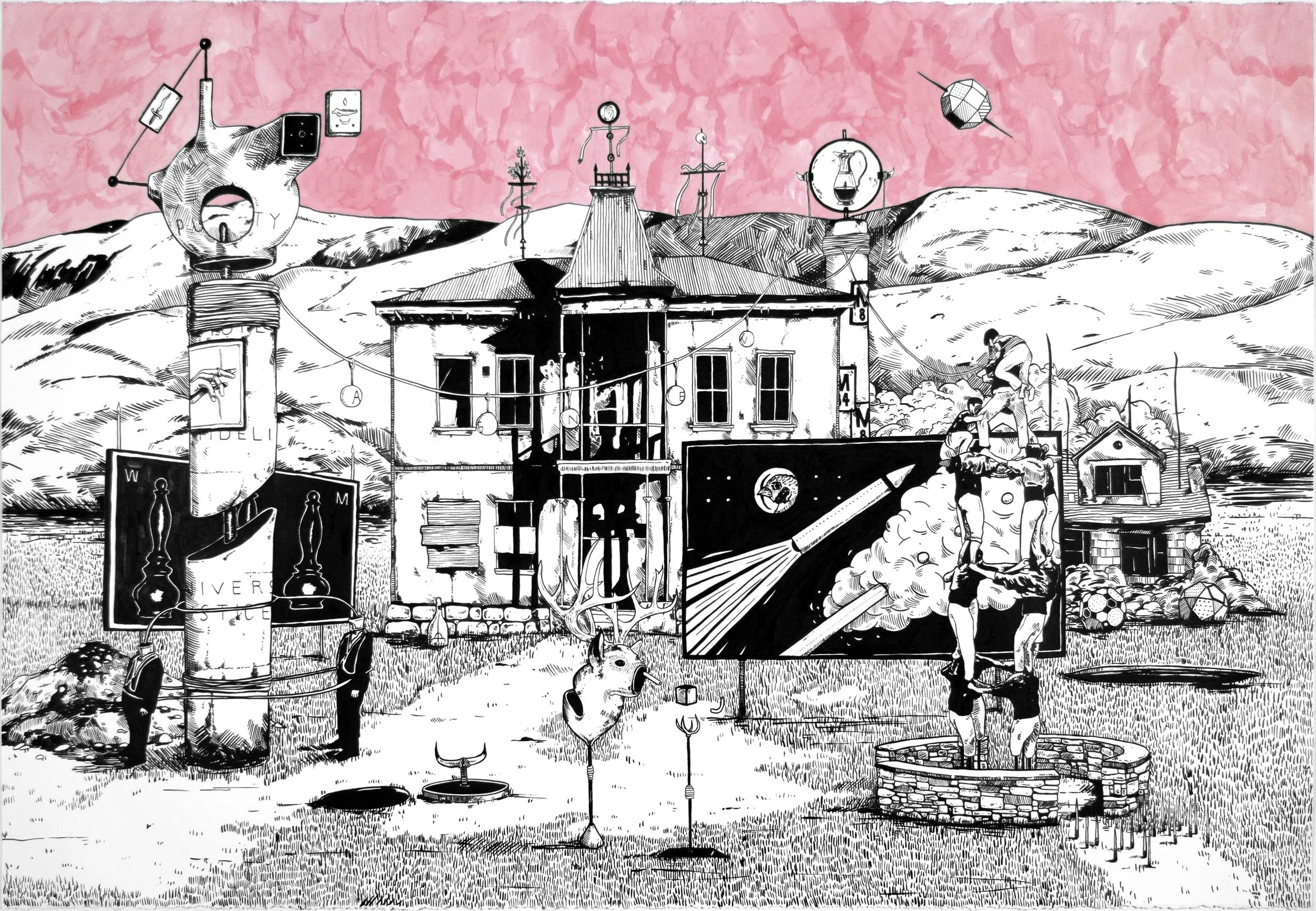 Grass Beyond the Mountain #6 , 2014 India ink on paper 30.5 x 44 inches