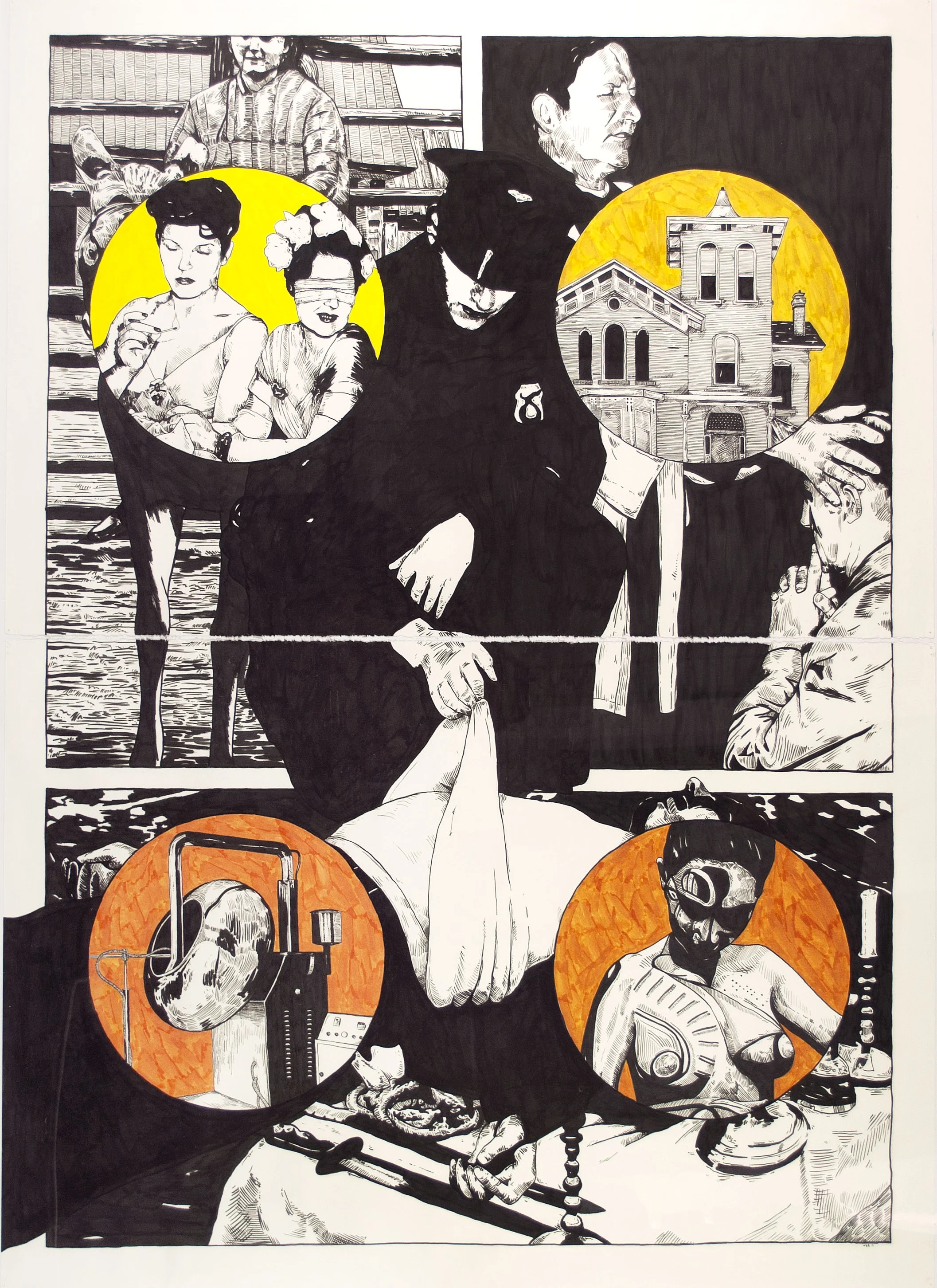 Lower Than the Lowest Animal #1 , 2013 India ink on paper 60 x 44 inches (diptych)