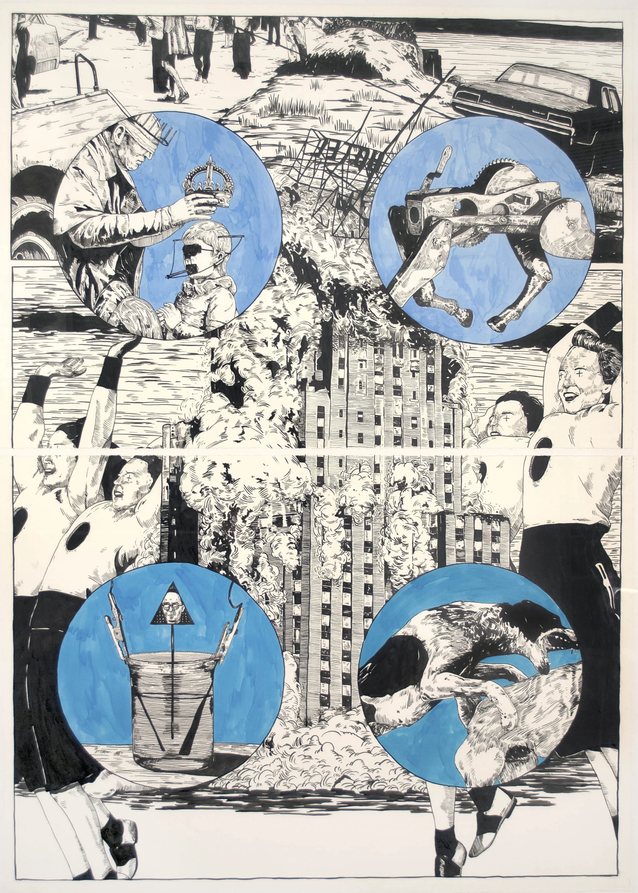 Lower Than the Lowest Animal #2 , 2013 India ink on paper 60 x 44 inches (diptych)
