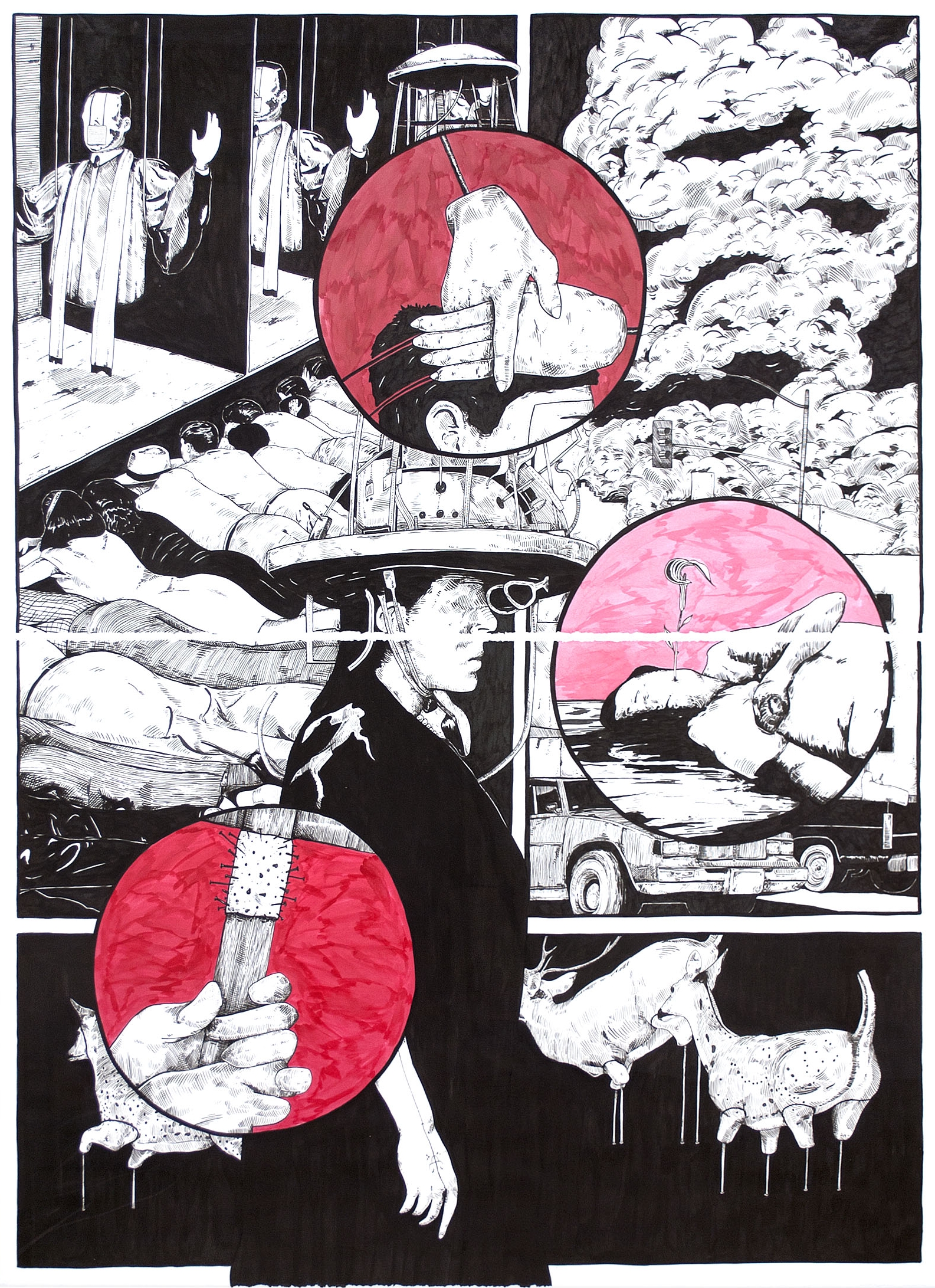 Lower Than the Lowest Animal #7 , 2014 India ink on paper 60 x 44 inches (diptych)