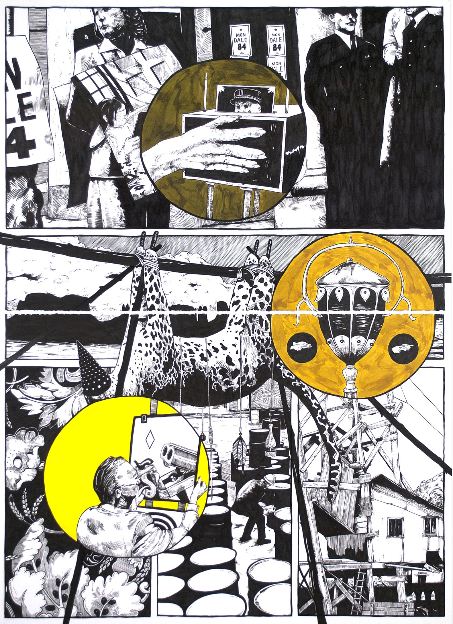 Lower Than the Lowest Animal #8 , 2014 India ink on paper 60 x 44 inches (diptych)