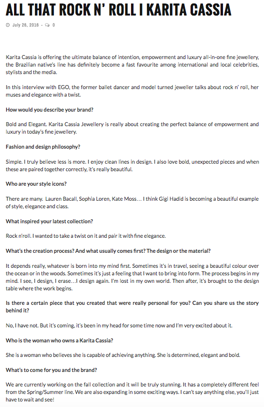 EGO Magazine Dubai Interview 