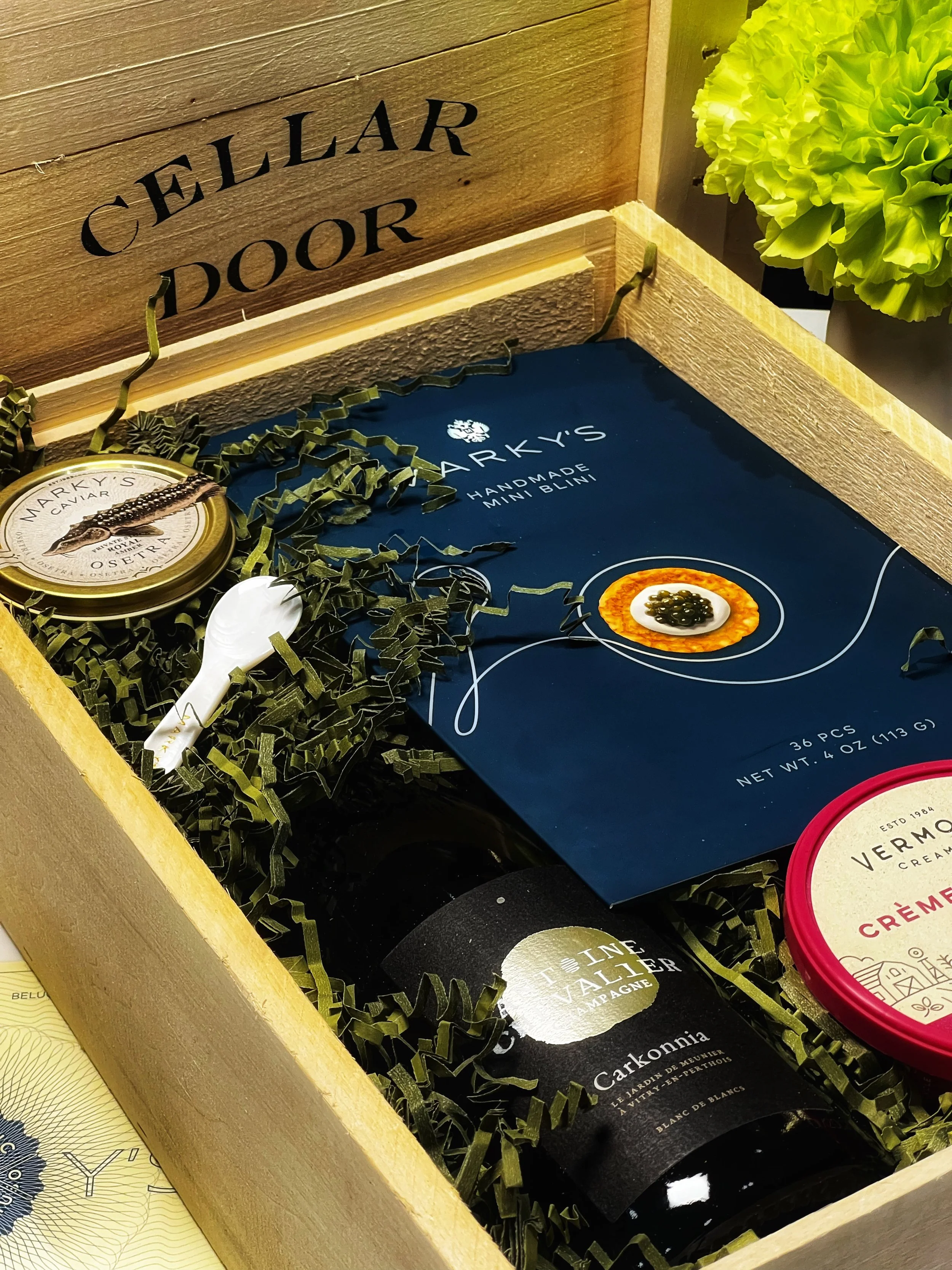 Our Ultimate Gift Crate! Three levels of Caviar & Champagne!