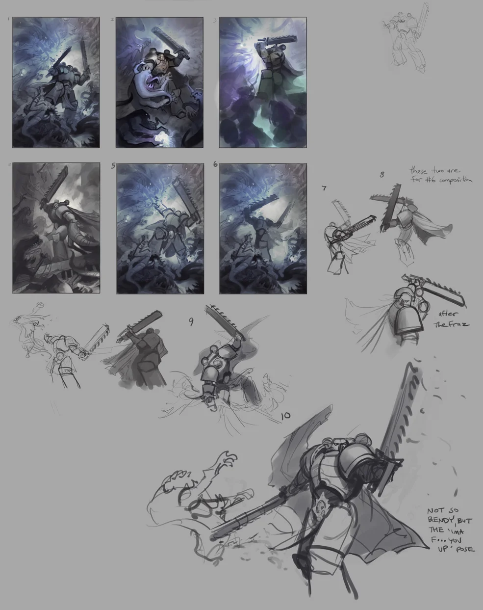 Space Marine Sketches, Warhammer 40K Dark Millennium Online, Vigil Games, 2011