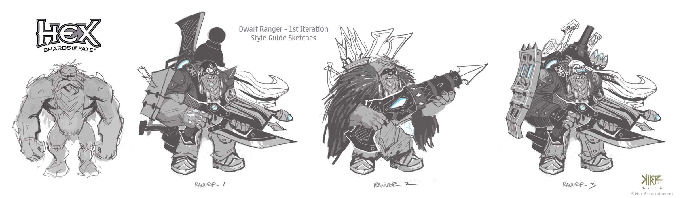 Dwarf Ranger Sketches, Hex: Shards of Fate, Cryptozoic Entertainment, 2012