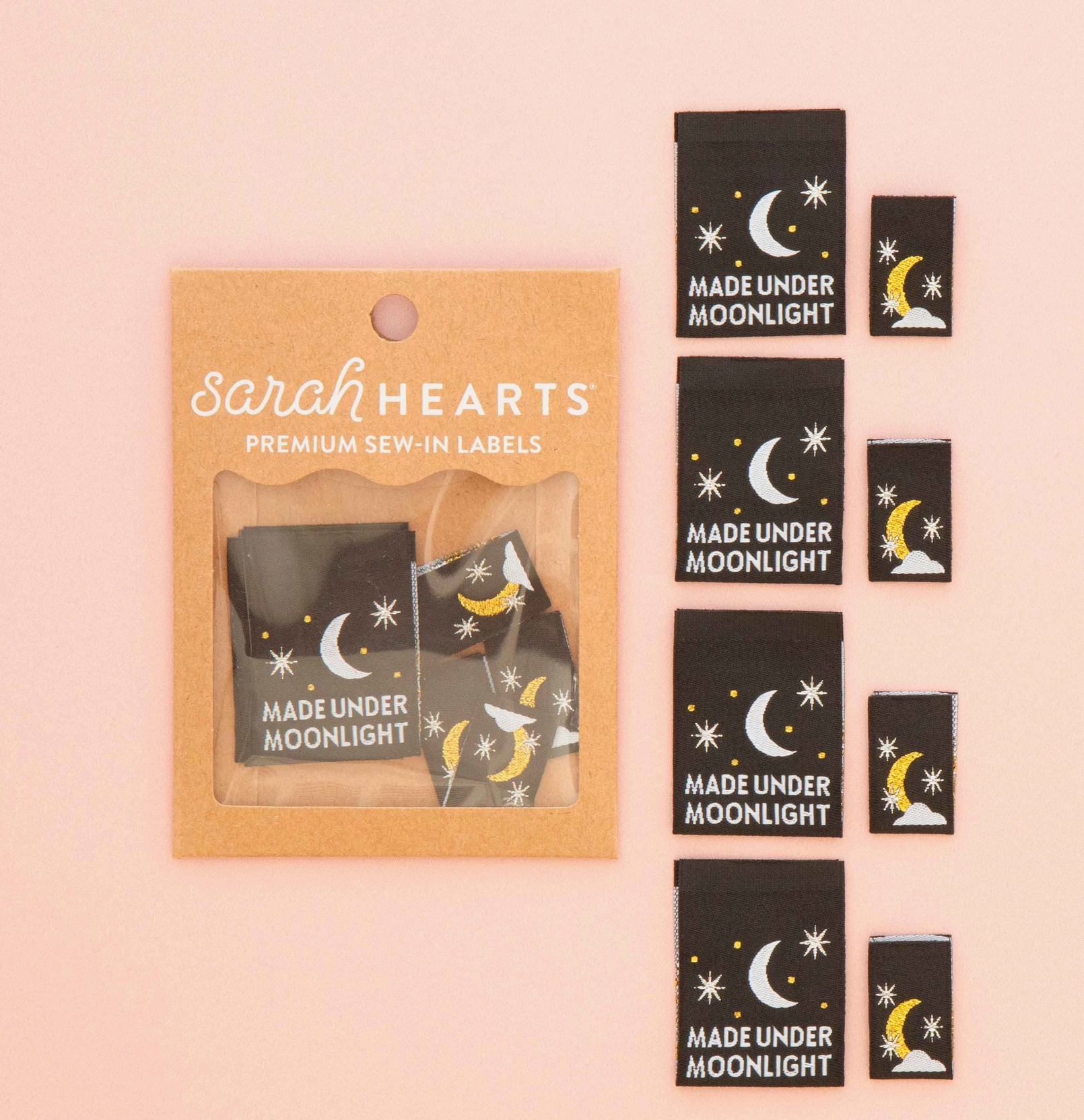 Made Under Moonlight Sewing Labels -Sarah Hearts