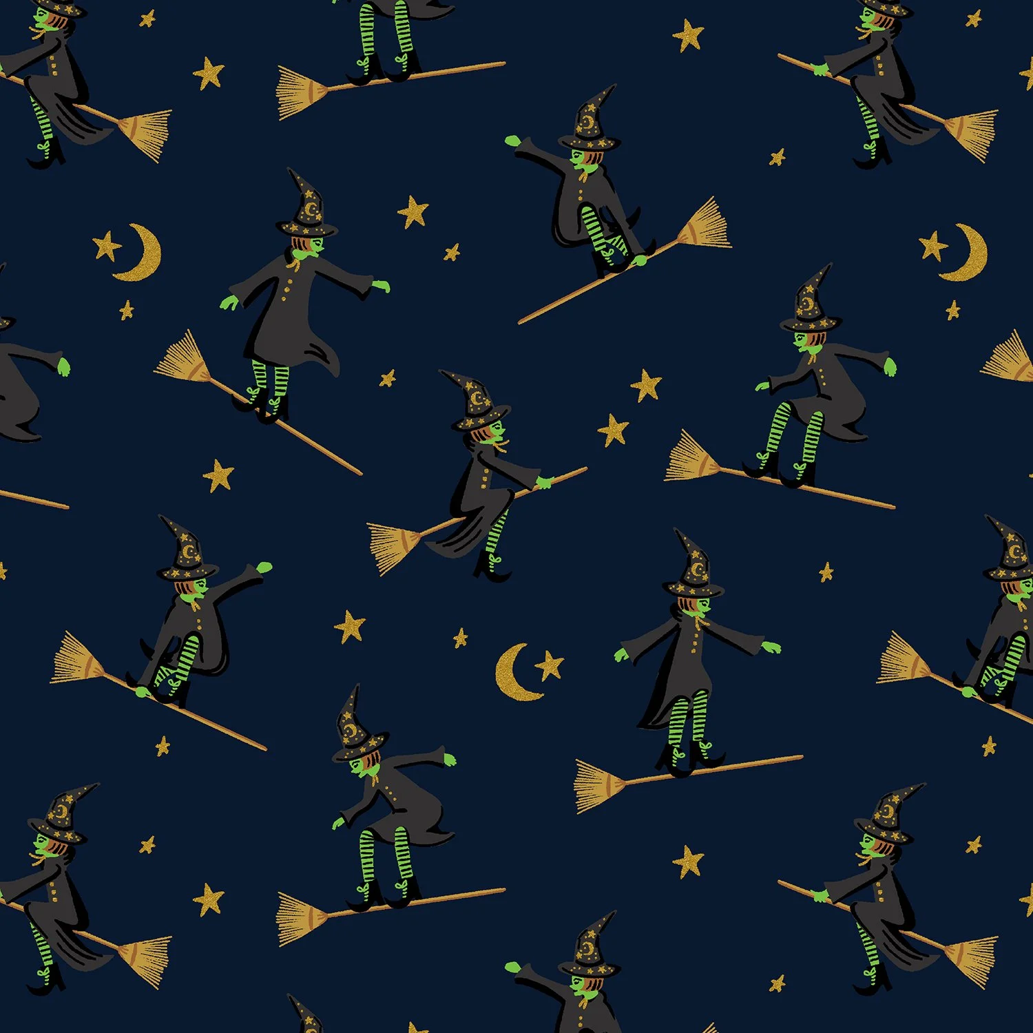 Wicked Witches Navy Metallic-Halloween III by Rifle Paper Co.