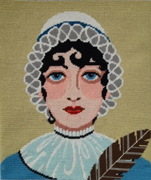 Jane Austen Printed Canvas Needlepoint Kit - Emily Peacock