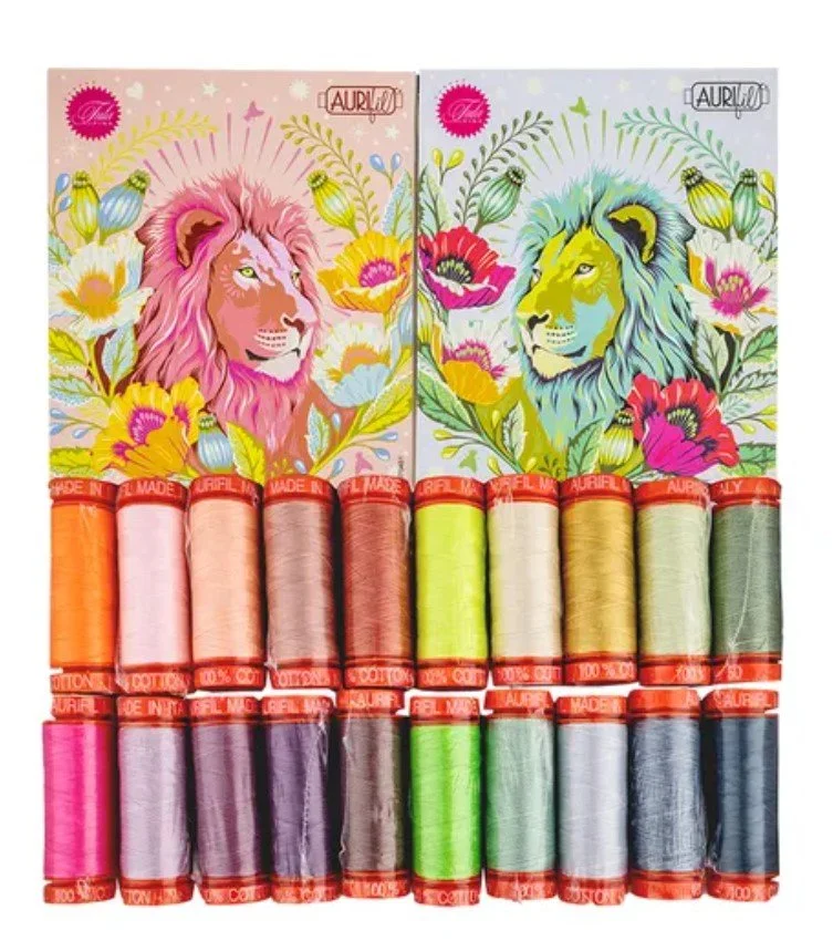 Tula Pink Everglow Neons & Neutrals 50wt small Spool Set by Aurifil