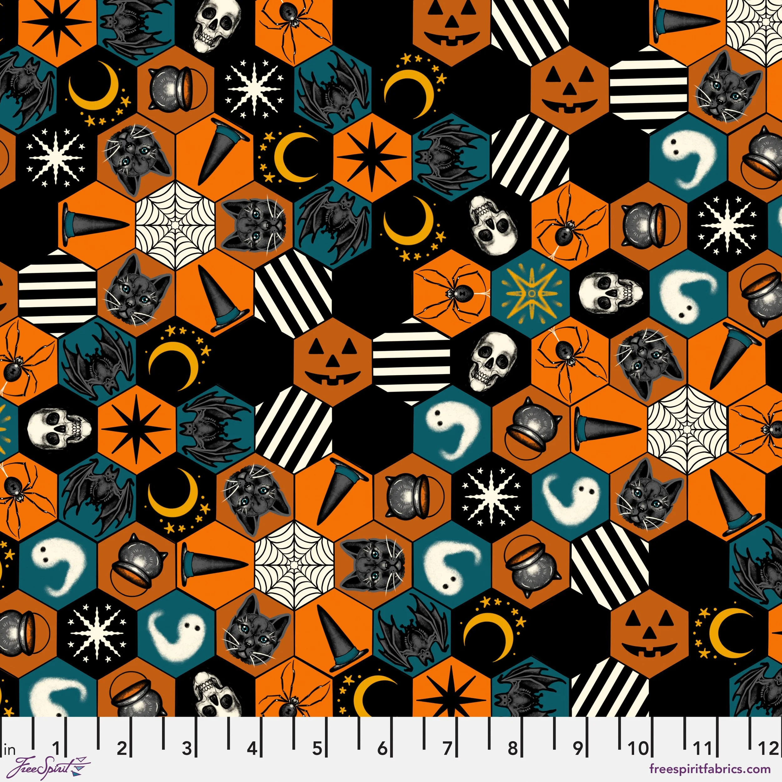 Hexi Cheater Multi -Storybook Halloween- Rachel Hauer and Freespirit Fabrics