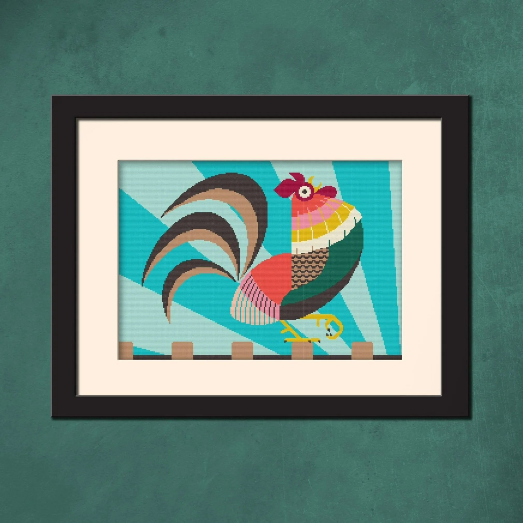 Rooster Printed Canvas Needlepoint Kit-Emily Peacock