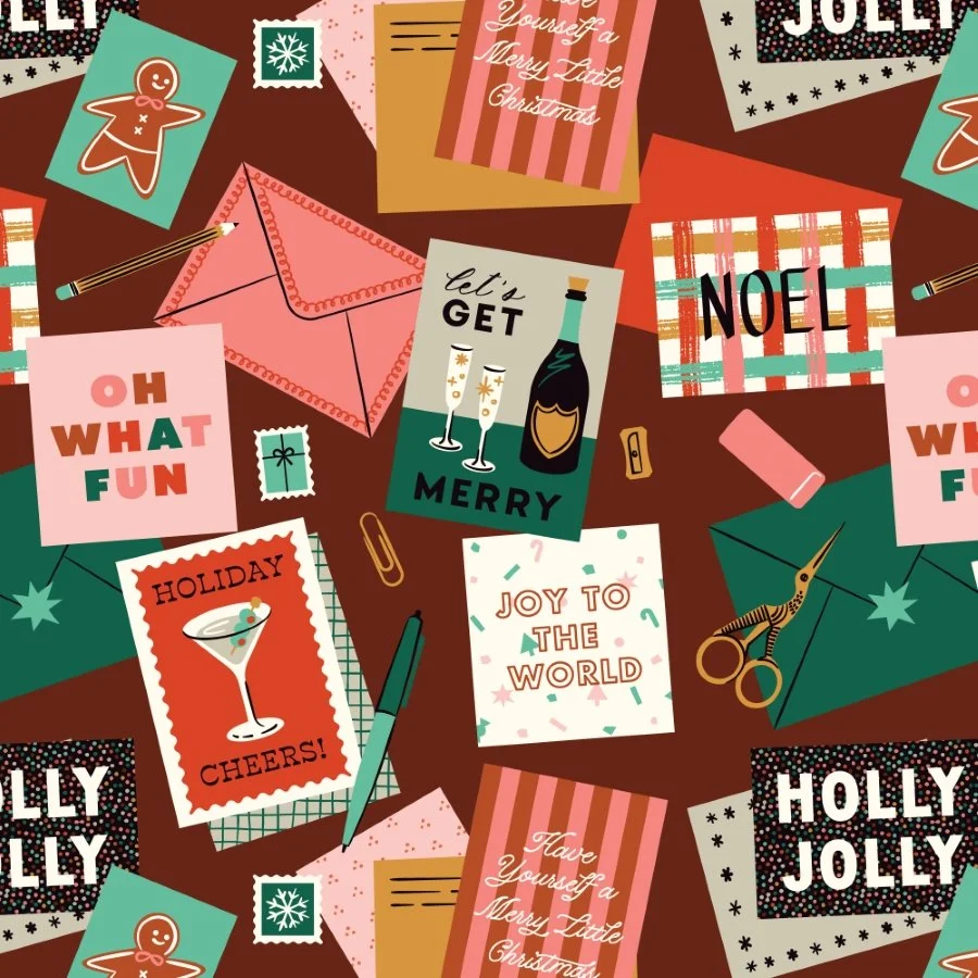 2291-49.jpg Merry Messages Burgundy- Merry & Mod by Shelby Warwood and Cloud 9 Fabrics