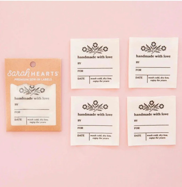 Vintage Handmade With Love By  Sewing Label -Sarah Hearts