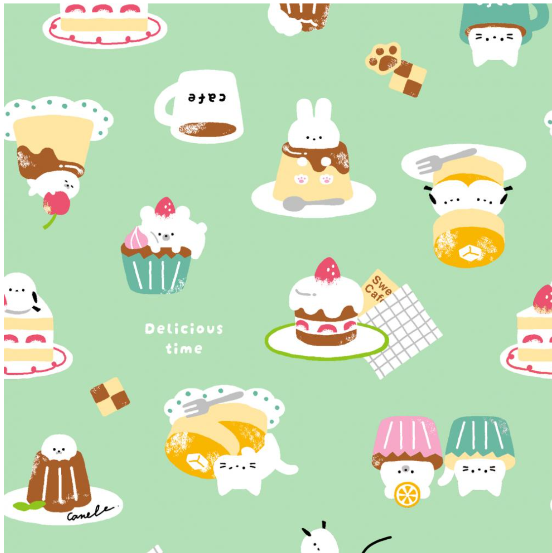 Animal cafe Green- Animal Cafe by Cosmo Fabrics