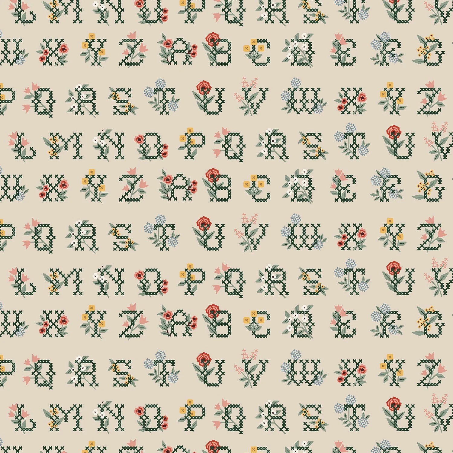 Cross Stitch letters in Linen- Home Sweet Home by Rifle Paper Co.