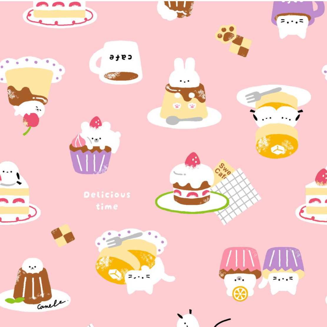 Animal cafe Pink- Animal Cafe by Cosmo Fabrics