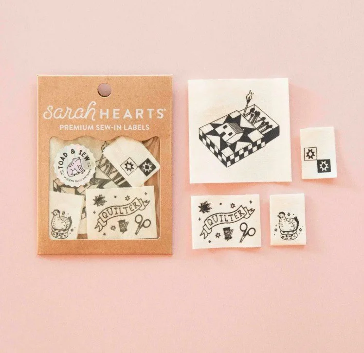 Toad and Sew Quilty Tattoo Woven Labels Multipack Sewing Labels -Sarah Hearts