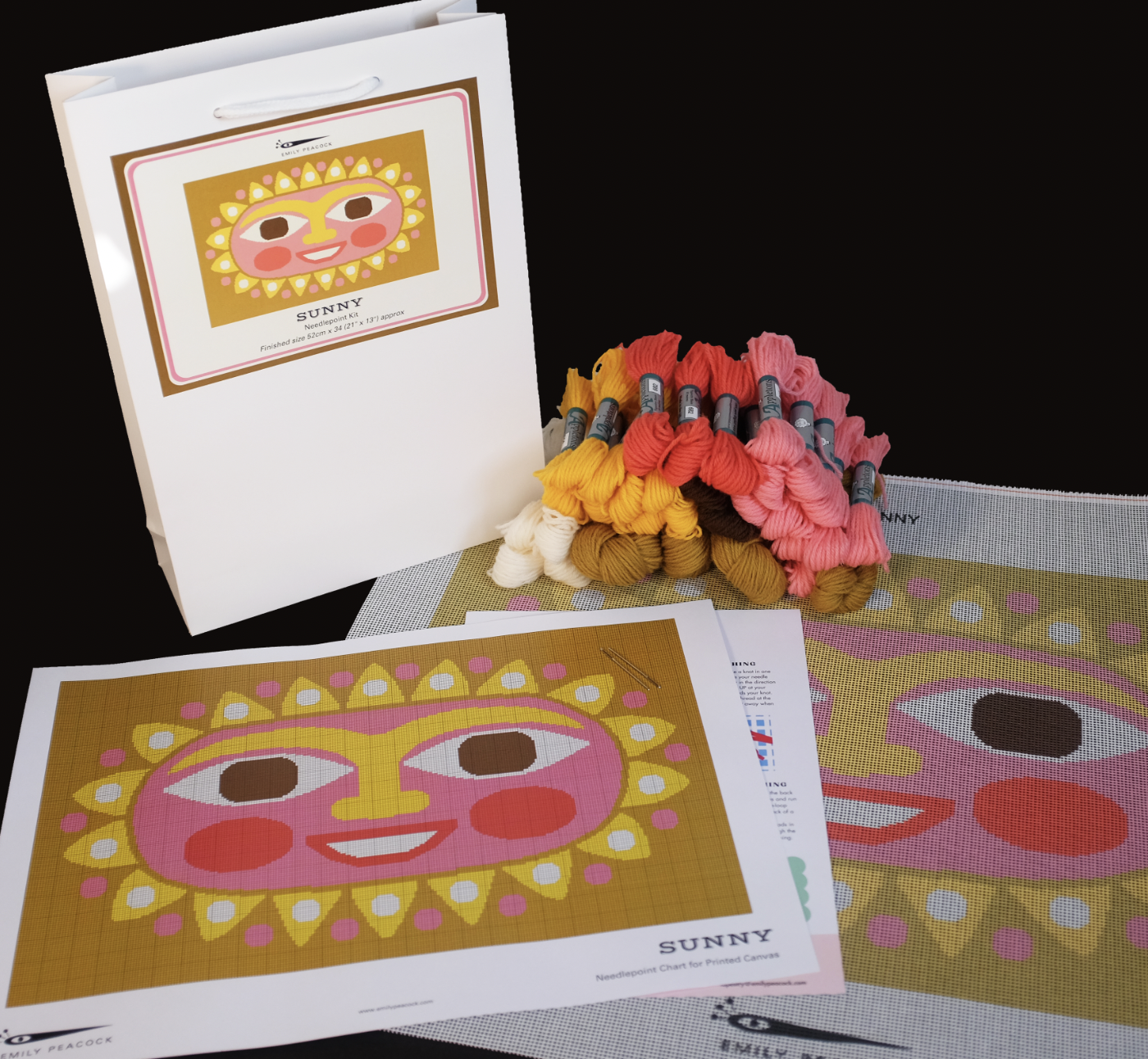 Sunny Printed Canvas Needlepoint Kit- Emily Peacock