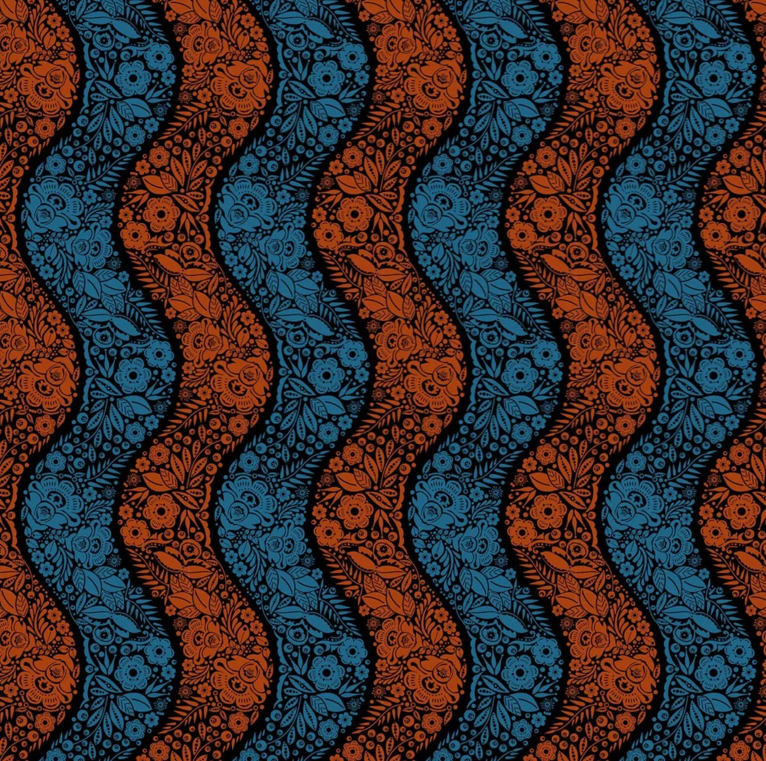 Village Path Black -Perennial Borders by Anna Maria Textiles