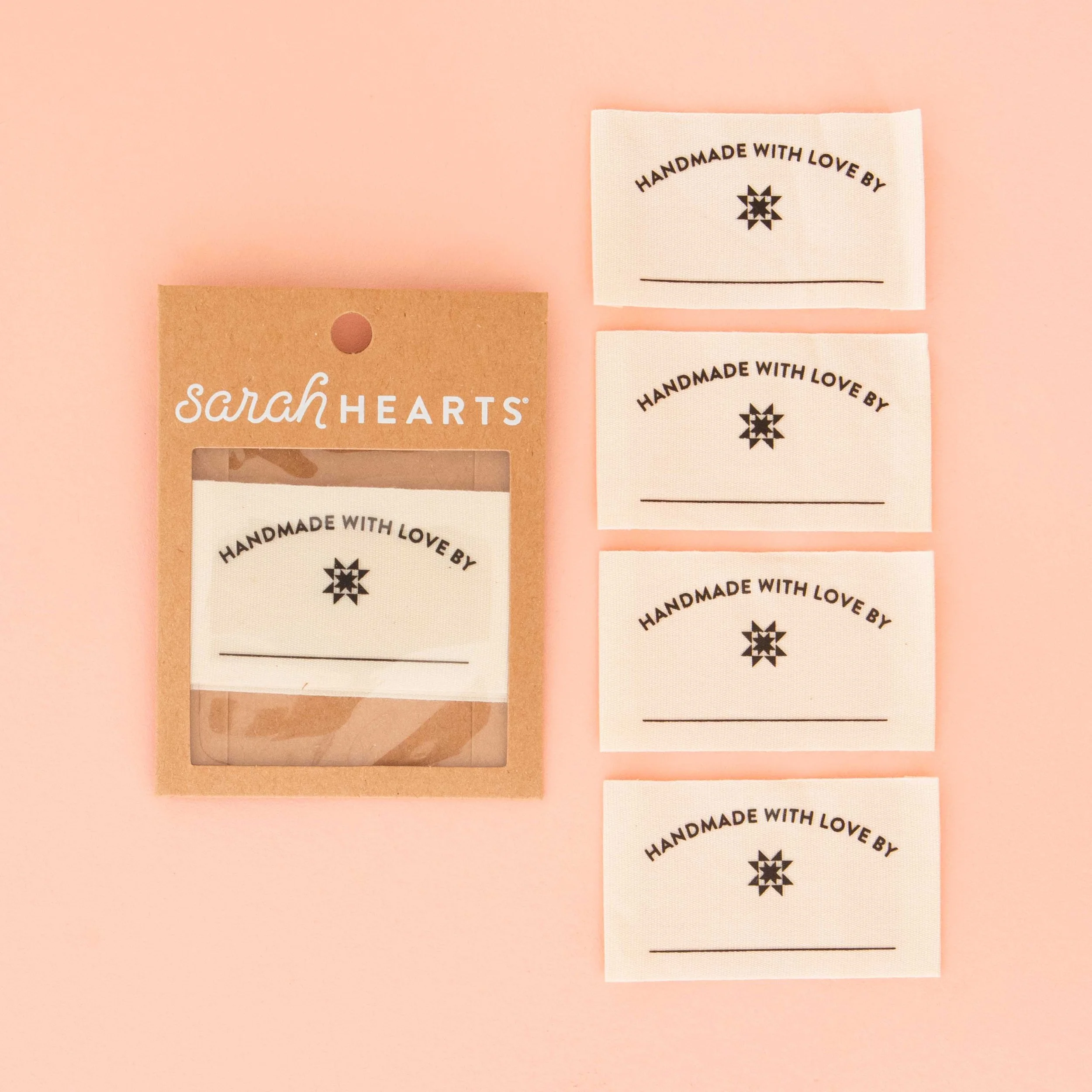 Handmade with Love Quilt Sewing Labels -Sarah Hearts