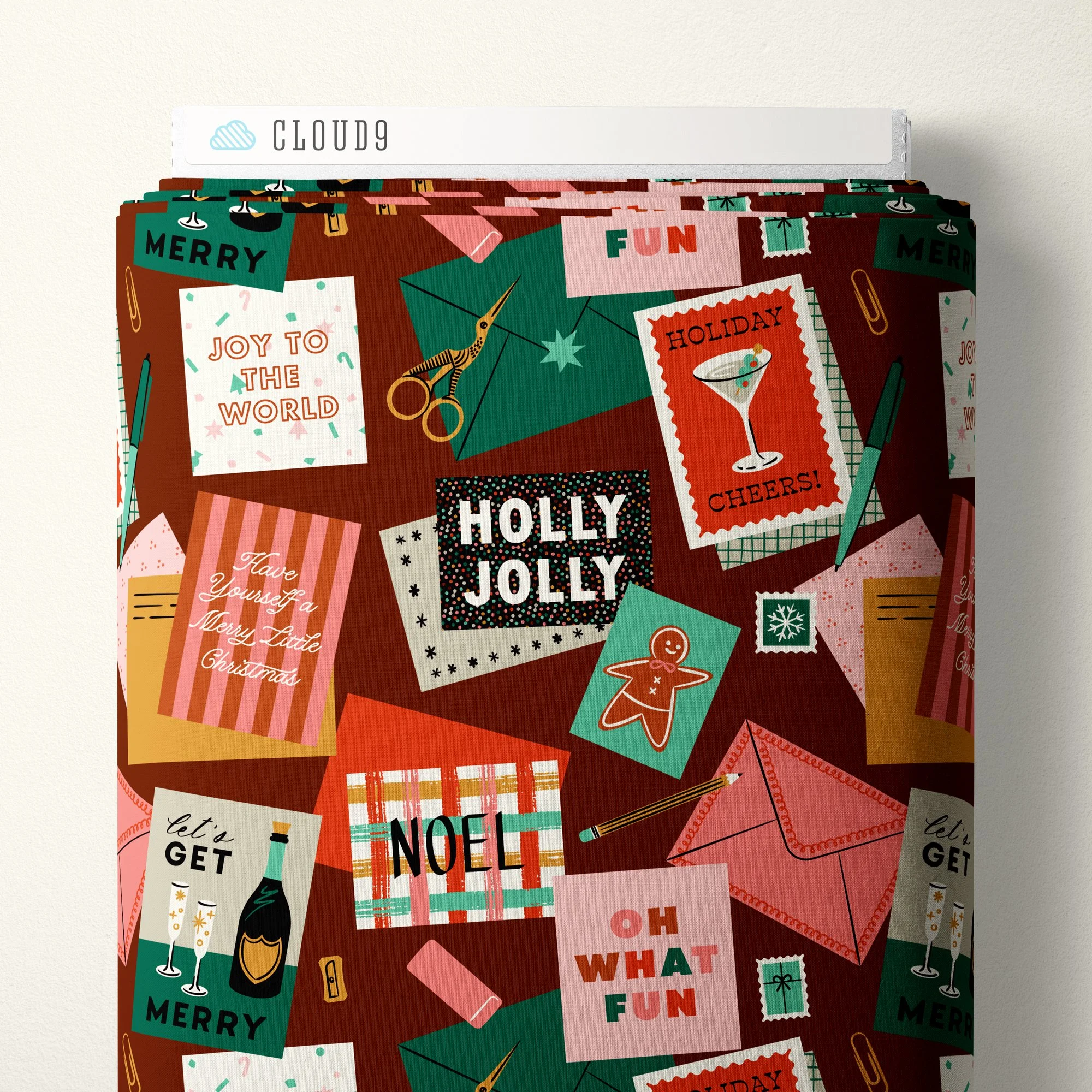 MerryMod1.jpg Merry Messages Burgundy- Merry & Mod by Shelby Warwood and Cloud 9 Fabrics