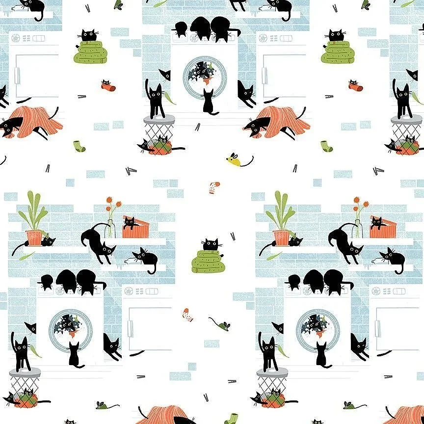 Rinse Repeat White-Cats In The Laundry by Leezaworks